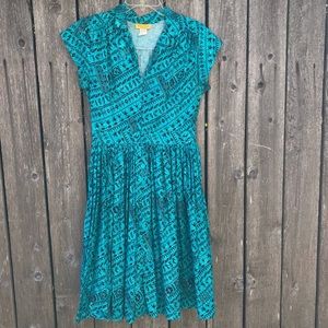 Rare Bernie Dexter Turquoise Marcella Dress Kelly Retro Vtg Pinup clothing as L